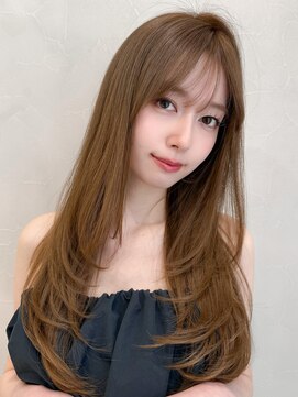 アグノス 青山(Agnos) 小顔カットくせ毛風カール斜めバング前髪セミディ結べるボブ