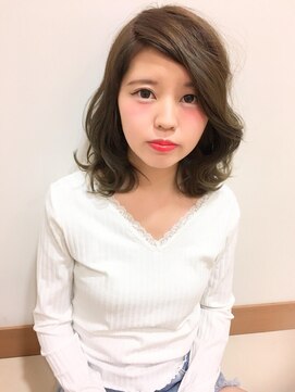 エルパティオ(EL PATIO) ミントグレーの波巻きミディ