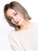 大人可愛い小顔美髪ツヤ髪バニラベージュセンター分けボブA5