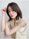大人ガーリー顔まわり毛流れレイヤーミディアム
