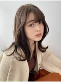 ピンクベージュマチルダボブシースルー前髪