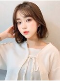 シースルーバング×韓国風ワンカールボブ