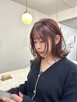 シエン 恵比寿(CIEN) ブリーチなしピンクブラウンカラー/顔まわりレイヤー/くびれボブ