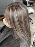 コントラストハイライト/ホワイトメッシュ
