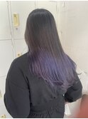 小顔黒髪グラデーションカラーブリーチあり