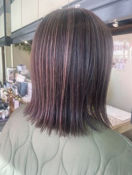 ルシードスタイルアイフラット(LUCIDO STYLE I-FLAT) 白髪ぼかし×ハイライト風バレイヤージュ×ピンク/30代40代50代