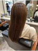 ロングレイヤーオリーブブラウンナチュラルストレート