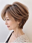 白髪ぼかし脱白髪染め大人ショート40代50代60代