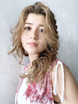 アイティー バイ アルバム 浦和店(IT by ALBUM) 編み込みロング_オリーブカラーハイライトカラー_7861