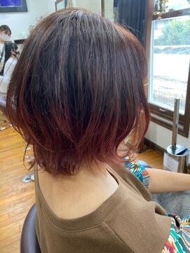 美容室 メザミー MESAMIES レイヤーボブ30代40代大人可愛い森ガール風小顔ブリーチカラー