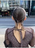 結婚式ヘア ミディアムヘアセット ボブ ヘアセット ツインヘア