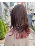 ピンクグラデーション　裾カラー　グラデーションカラー