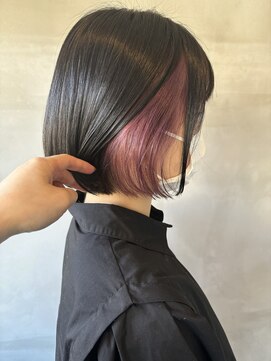 ヘアーサロンウル(hair salon ulu) (阿部)ラベンダーピンクピアスカラー×ボブ