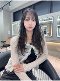 縮毛矯正ストレートくびれヘアヘアアレンジアプリコットオレンジ