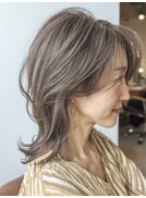 ミディアムレイヤー　白髪ぼかしカラー　脱白髪染め40代50代60代