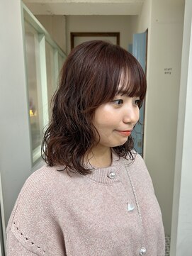 オレンジ×パーマ