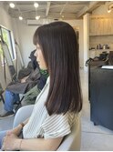 セミロングレイヤーカットミルクティーベージュ