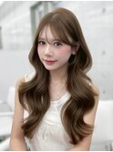上品可愛い＊２WAYシースルーバング＆ヘーゼルベージュロング