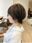 ハイライトミルクティー◇丸みショート20代30代40代