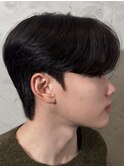 韓国シースルーマッシュ黒髪マッシュカルマパーマダウンパーマ
