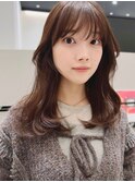 レイヤーカット*フェイスレイヤー*ロングヘア*透明感ベージュ
