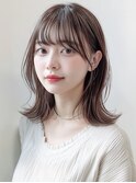 流し前髪ヘーゼルグレージュ透け感セミディp1北浦和20代30代40代