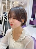 顔まわりカット　丸みショート　京都美容室　進詩織