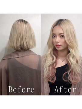 ARビューティー ギンザ(AR Beauty Ginza) ホワイトブロンド×ピンクベージュ#シールエクステ#銀座