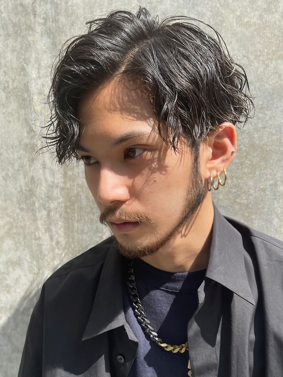 かき上げヘアスパイラルパーマ七三オールバックツーブロック2