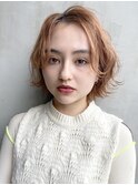 オレンジボブ_マッシュショートフェザーバング_8597