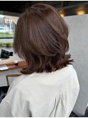 黒髪ボブルフネビージュ小顔ワンレン