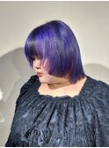 青味ラベンダー 黒髪メッシュ透明感セクションデザインカラー