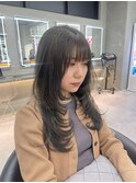 レイヤーカット/ブルーブラック/顔周りカット/ハッシュ/小顔