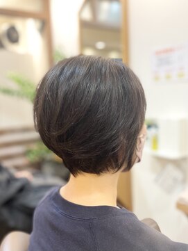ヘアー グリーン(hair green) 30代40代50代/ふんわりショートボブ/白髪染め/ブラウンカラー