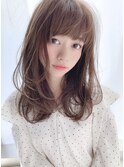 ミディアムゆるふわ（デザインカラーローライト厚めバング