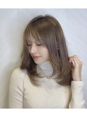 【津賀 涼】ショートグレージュカラーボブウルフココアベージュ