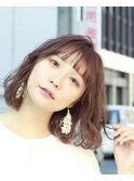 ☆大人ガーリー似合わせプリカールピンクブラウンくびれボブ