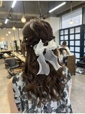 ヘアアレンジ_ハーフアップ_結婚式アレンジ