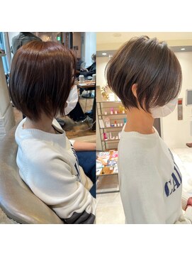 バンプ ギンザ(BUMP GINZA) 30代、40代/丸みくびれショートボブ×白髪染めハイライト/大宮