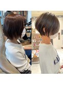 30代、40代/丸みくびれショートボブ×白髪染めハイライト/大宮