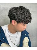 スペインカールスパイキーショートブルーブラックフェザーパーマ