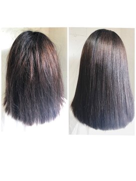 チェルシー 表参道 髪質改善と酸熱トリートメントで縮毛矯正と同じ様に癖が伸びる