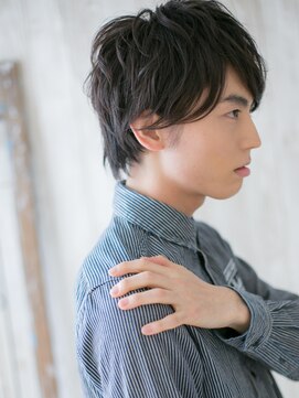 モッズヘア メン 上尾東口店(mod's hair men) マットブラウン七三分け無造作パーマのミニウルフS上尾