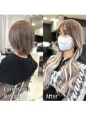ハイライトMIXプラチナ人毛シールエクステ/ロングヘア/心斎橋