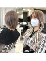 ディア(.eer)&nbsp;ハイライトMIXプラチナ人毛シールエクステ/ロングヘア/心斎橋