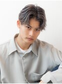 メンズバレイヤージュセンターパート刈り上げグレージュカラー