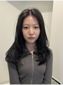 顔周りレイヤーフェイスレイヤー韓国レイヤーロングレイヤー暗髪