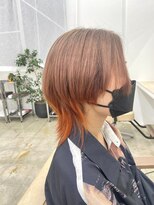 ニュート(Neut )&nbsp;ブリーチ２回/ブラウン×オレンジエンドカラー/ウルフカット