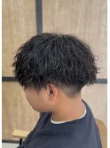 刈り上げツーブロックツイストスパイラルパーマメンズマッシュ