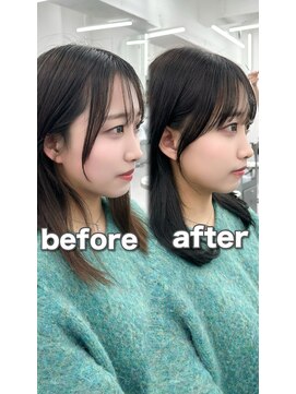 アマトウキョウ アユンチェ(AMA TOKYO×AYUNCHE) 前髪顔まわり韓国ヘアレイヤーカットサイドバンク2wayバンク韓国